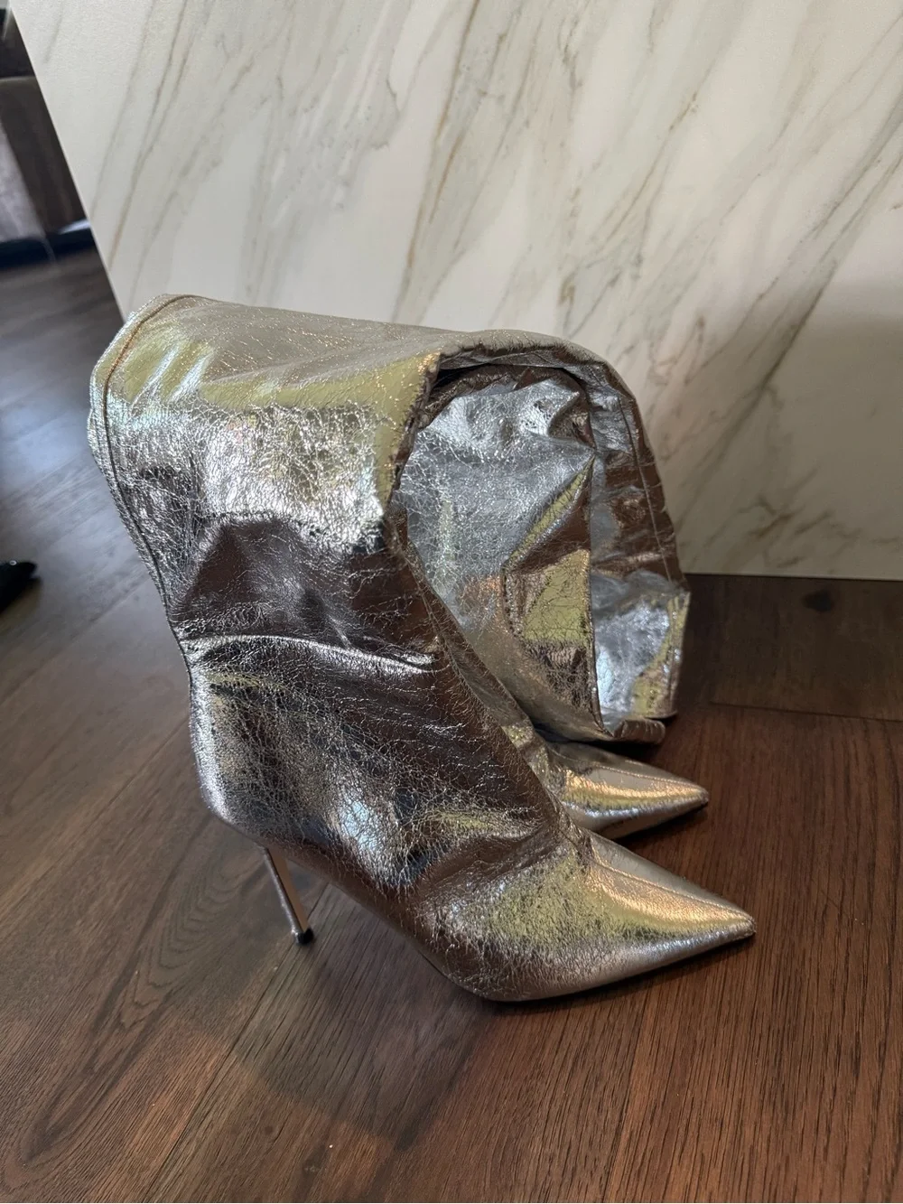 Steve Madden Metallic Silver Over-the-Knee Stiletto Boot